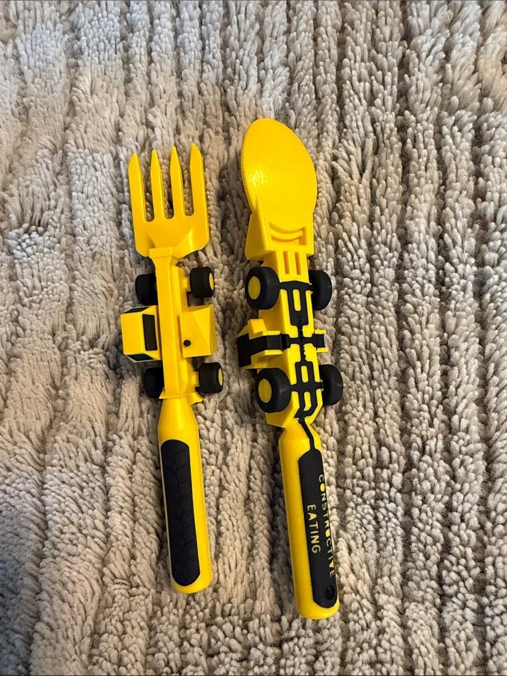 Yellow Kids Construction Spoon and Fork Play Set